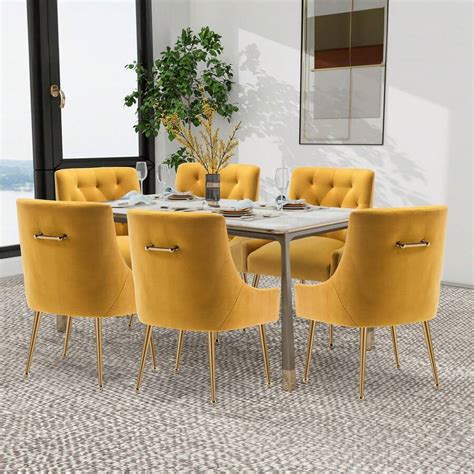 SEYNAR Modern Dining Chairs Set of 6, Velvet Accent Chair。